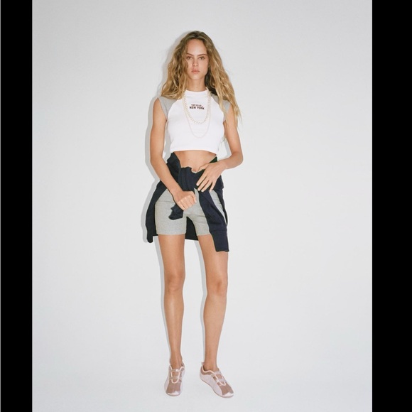 EMBROIDERED RIB CROP TOP - Picture 2 of 5